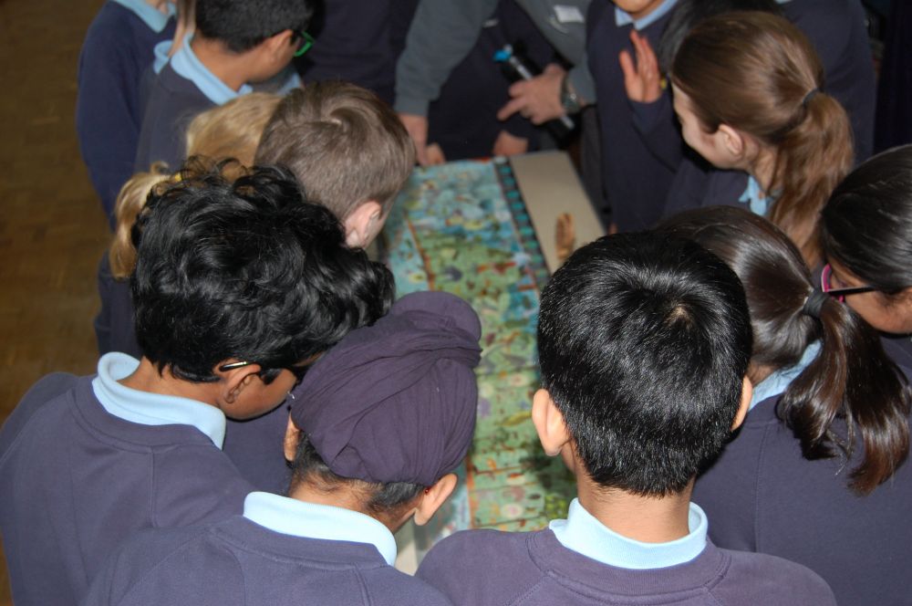 SchoolRocks! workshop fun with a geological timescale and loads of fossils. Photo by St. Mary’s C of E Primary School, Amersham.