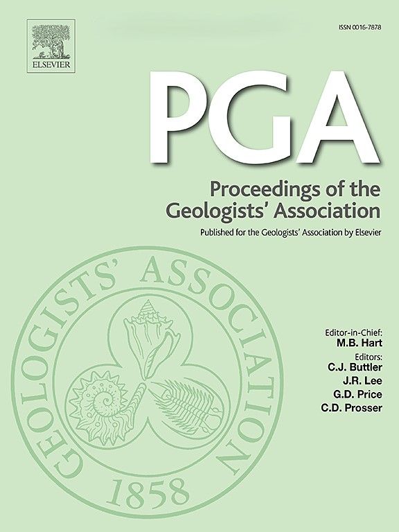 Cover of the scientific journal Proceedings of the Geologists' Association (PGA).