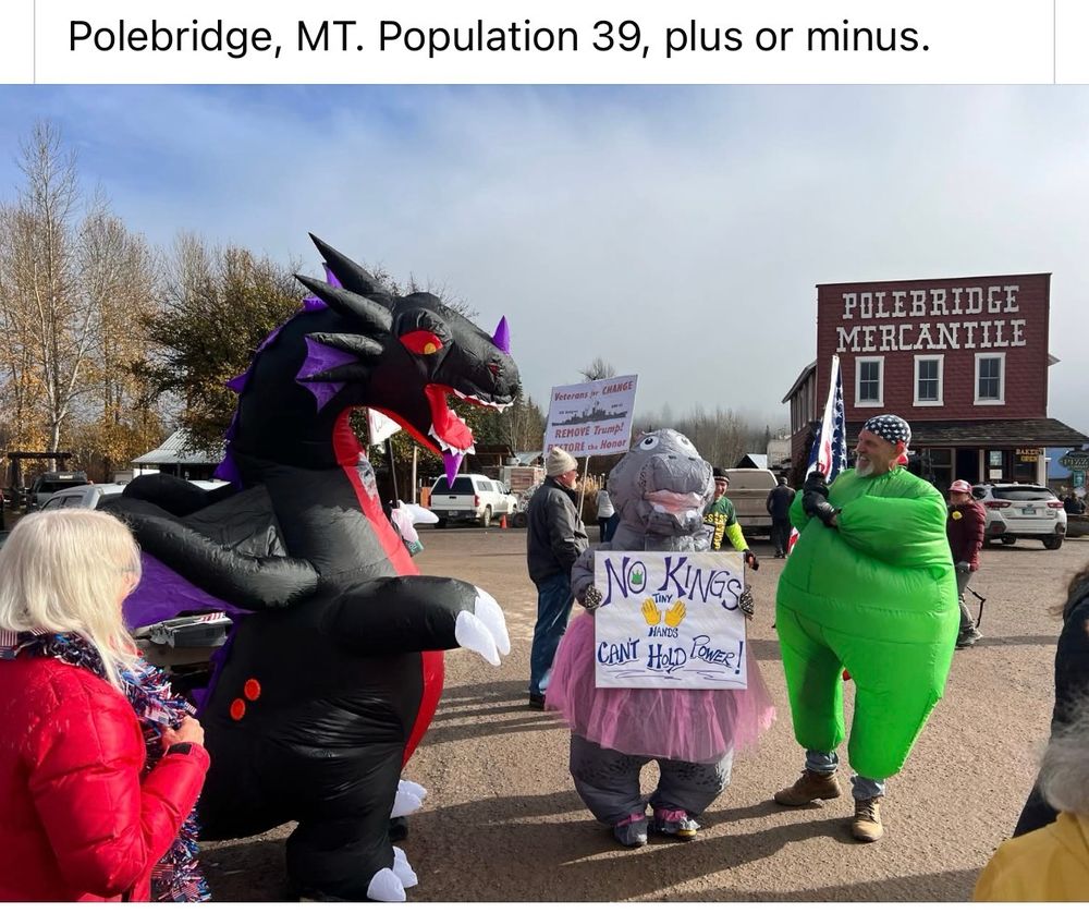 Picture of a few folks in inflatables in Polebridge, Montana. 