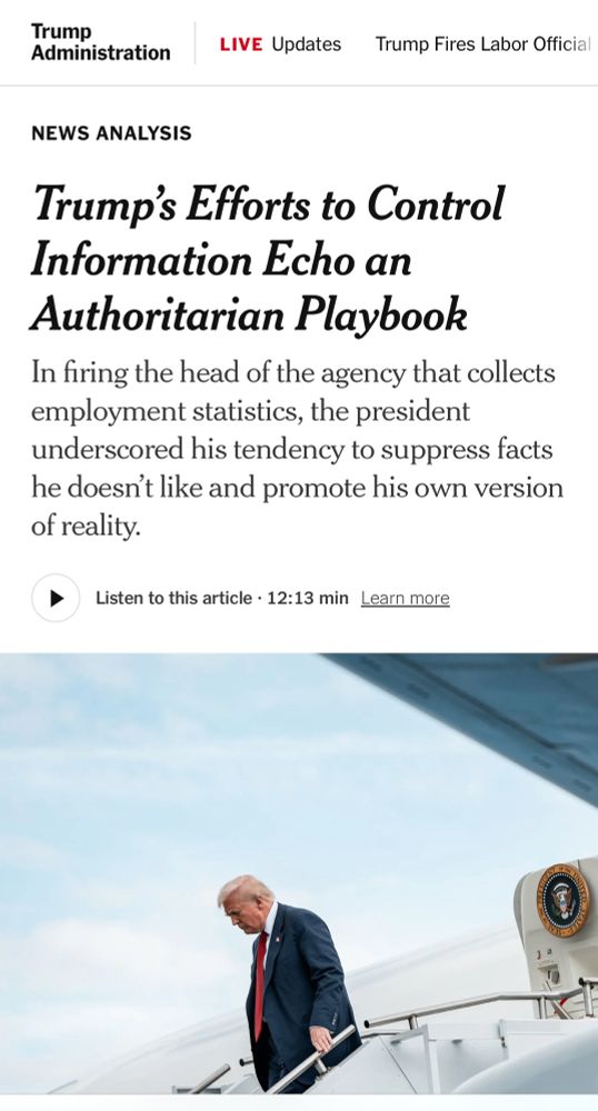 NYT headline that Trump’s move echo a “authoritarian playbook.” A headline that could have been run during the 2016 campaign and has been evergreen ever since. 