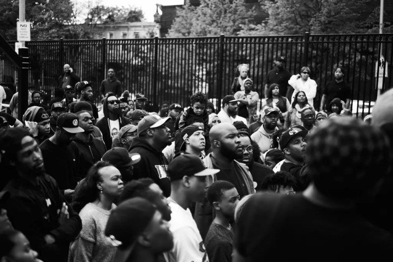 A crowd of people