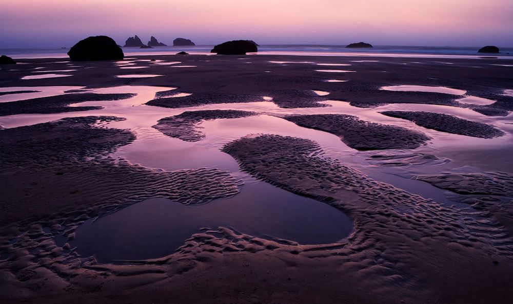 Bandon Beach, Oregon at low tide.
