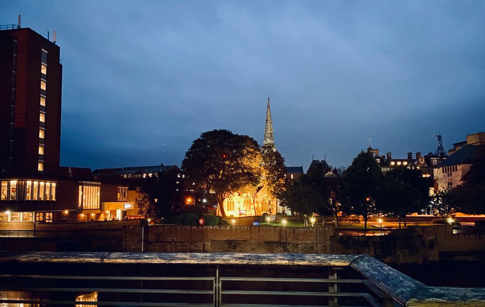 Image showing All Saints Church in York, England, from the Riverside