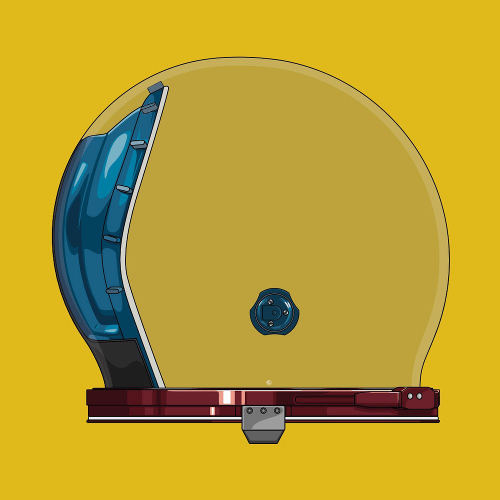 Vector illustration of an Apollo IVA helmet and A7Lb neckring. Profile portrait in progress.
