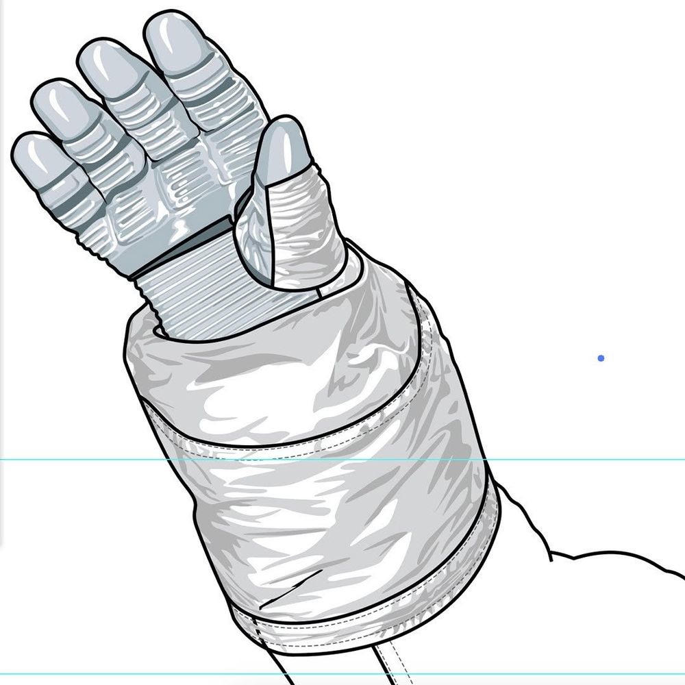 Process progress of an extravehicular mobility unit glove in vector graphic format.