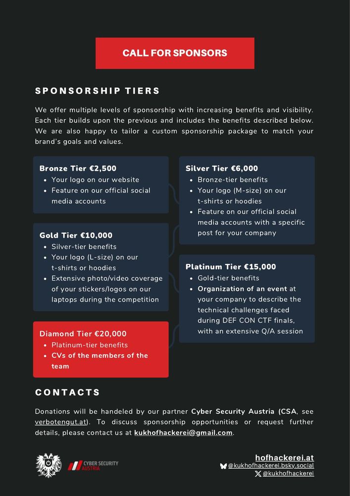 KuK Hofhackerei - DEF CON 33 Sponsorship (Packages)
