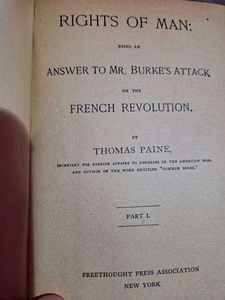 The title page for The Rights Of Man by Thomas Paine. 