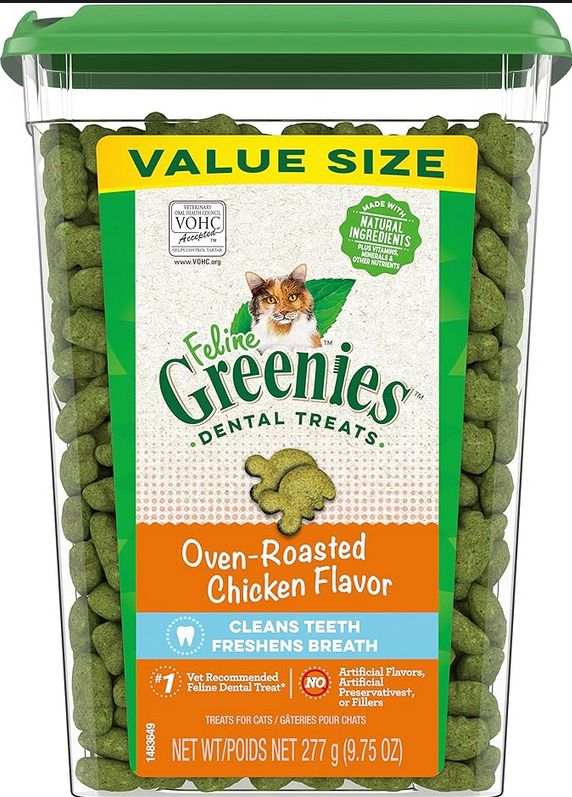 A value pack of feline greenies, chicken flavor
