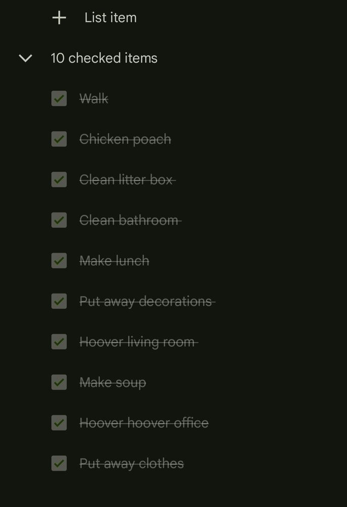 Screencap of a completed to do list 