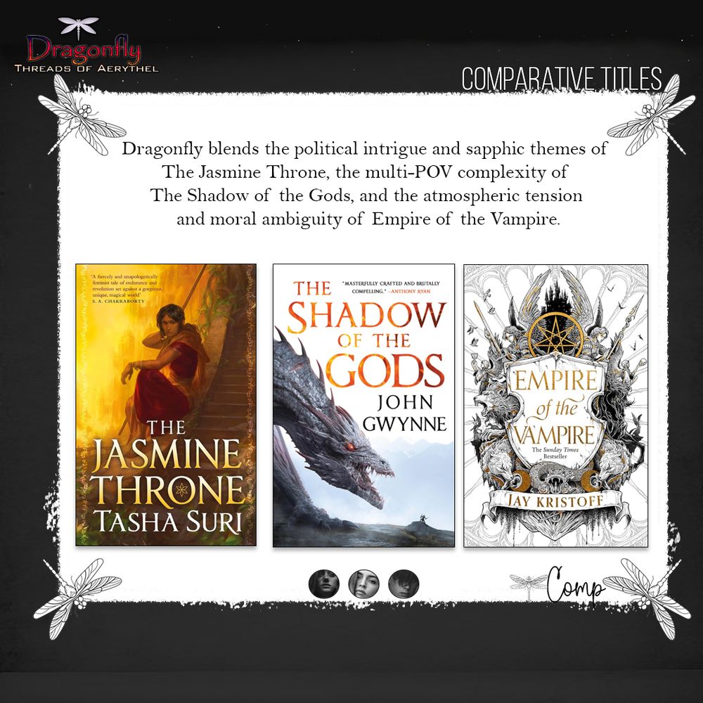 The novel blends the political intrigue and sapphic themes of The Jasmine Throne (2021), the multi-POV complexity of The Shadow of the Gods (2021), and the atmospheric tension and moral ambiguity of Empire of the Vampire (2021).