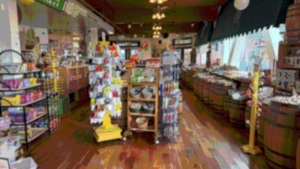 a version of the photo that has been resized, cropped, blurred and posterized using an ImageMagick script