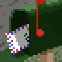 Pixel art of an air mail envelope in a letter box.
