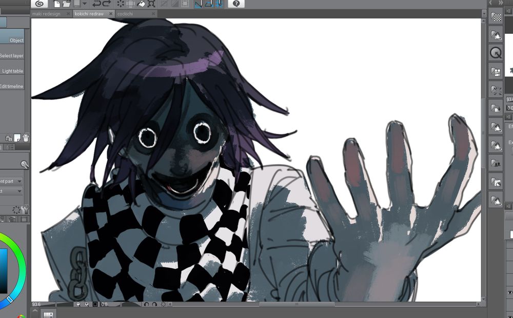 Kokichi Oma from Danganronpa V3 doing his freaky face. like what's wrong with him seriously