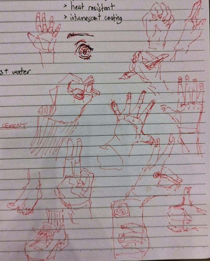 many hands and One shoe and One eye and One foot (its normal)