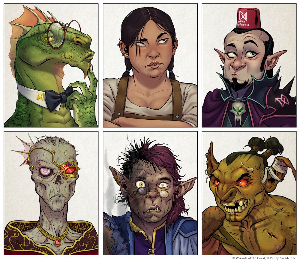 NPC portraits for Penny Arcade's Acquisitions Incorporated D&D book