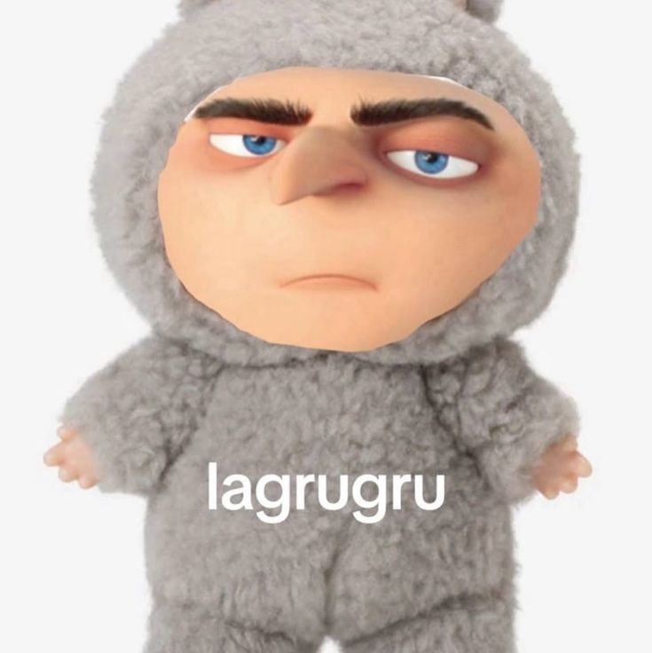 Gru de la película "Mi villano favorito" caracterizado como un muñeco "Labubu"