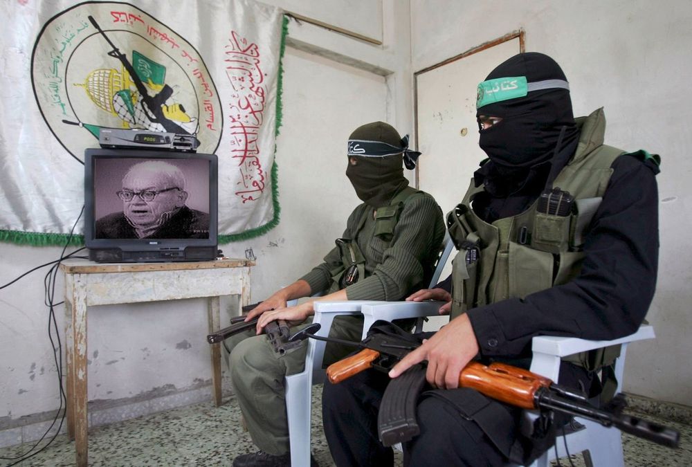 Members of Hamas enjoying Bordiga on TV.