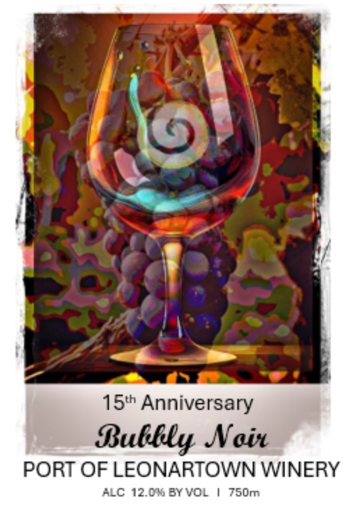 An artistic image of a wine glass and grapes for a wine label contest