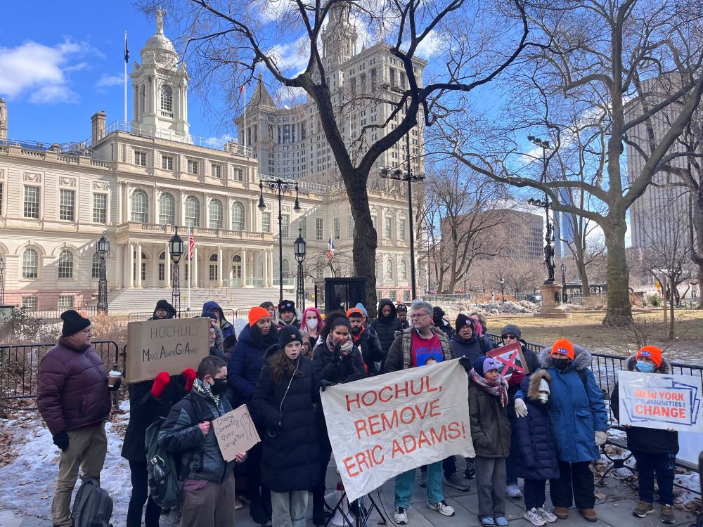 Daily protests begin outside city hall. 
