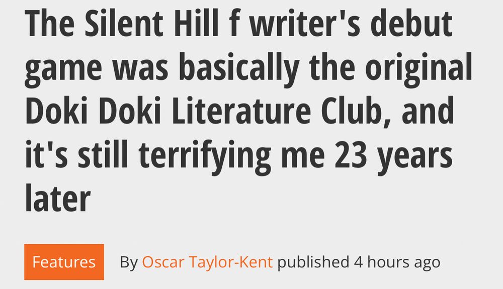 A headline that reads “The Silent Hill f writer’s debut game was basically the original Doki Doki Literature Club, and it’s still terrifying me 23 years later”