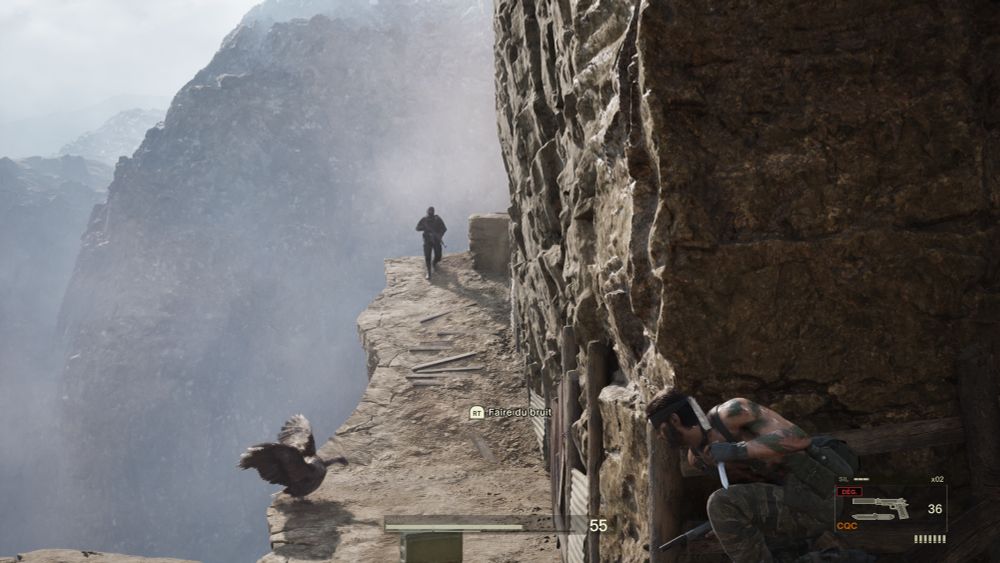 Screen Metal Gear Solid Delta avec Snake caché en montagne 