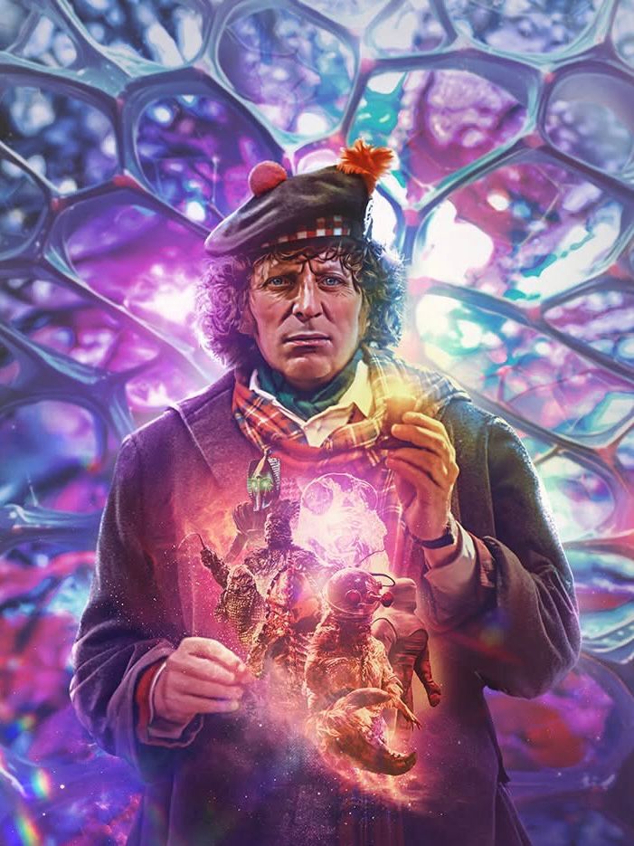 Lee Binding’s magnificent (textless) cover for the season 13 Blu-ray boxset, featuring Tom Baker as Doctor Who.
