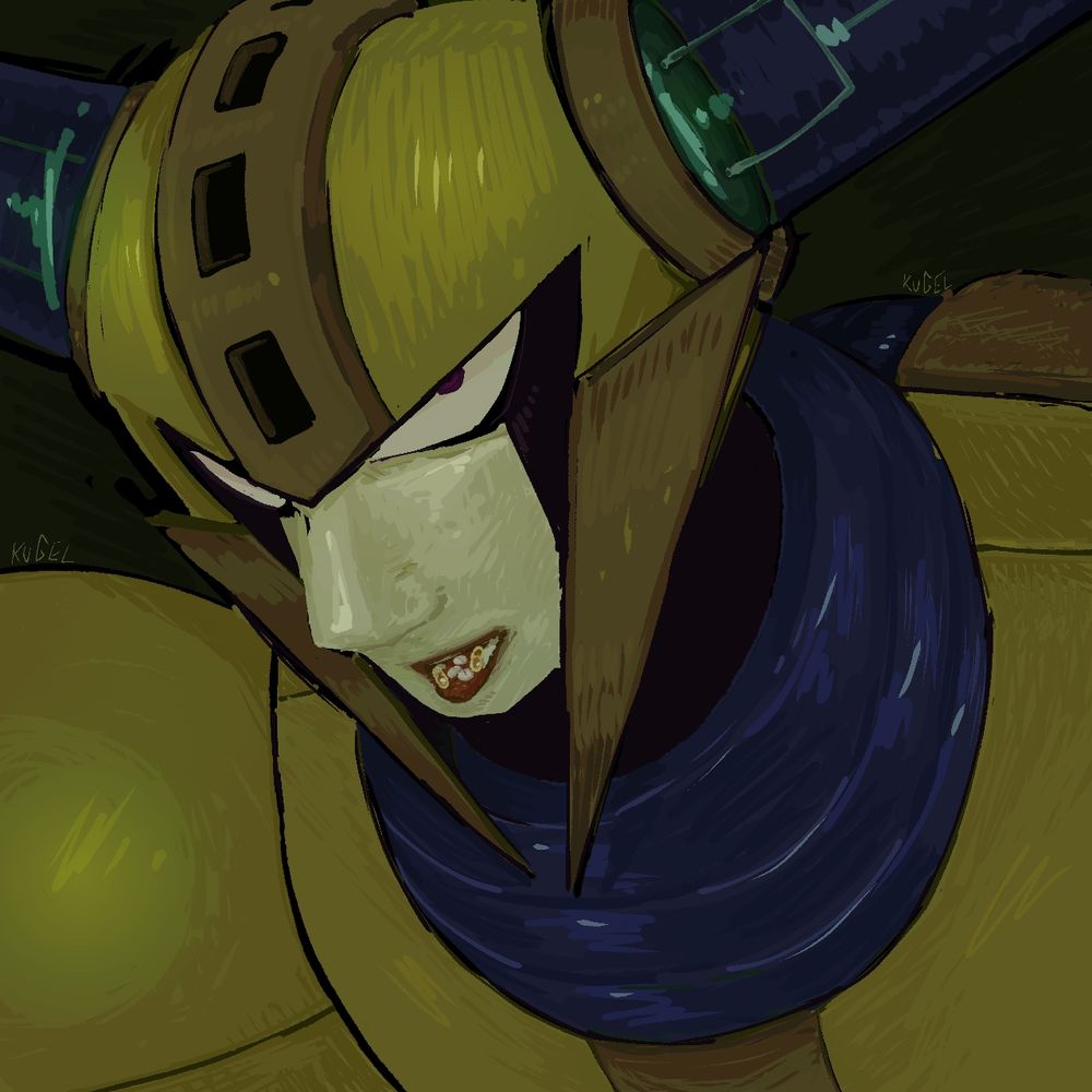 a rendering of sorts, of fuse man. his head is a little tilted away but enough to face the camera, his eyes up to look at the viewer. his mouth is partly open, tongue barely out, displaying a few pills in his mouth.