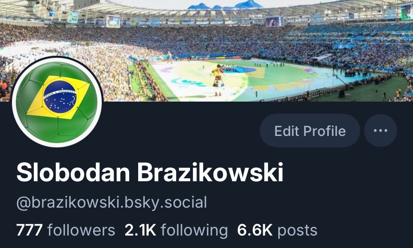 Screenshot brazikowski Profil mit 777 followers