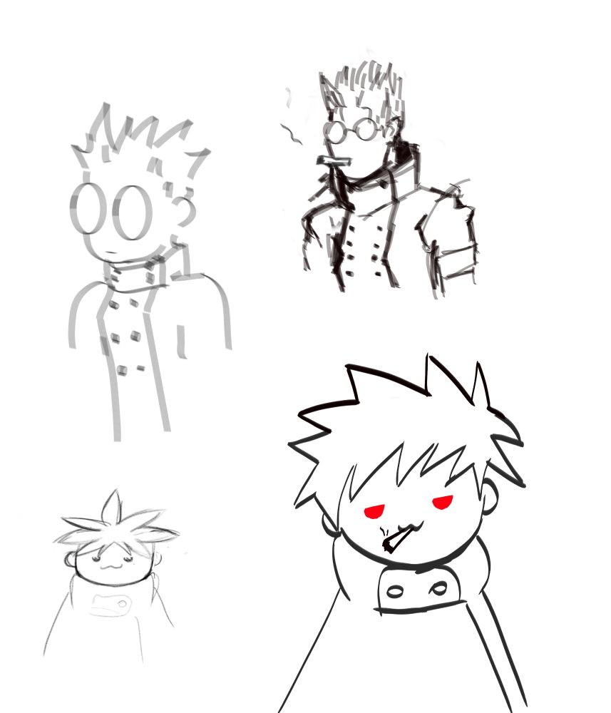 four doodles of vash the stampede
in two of them he's smoking weed