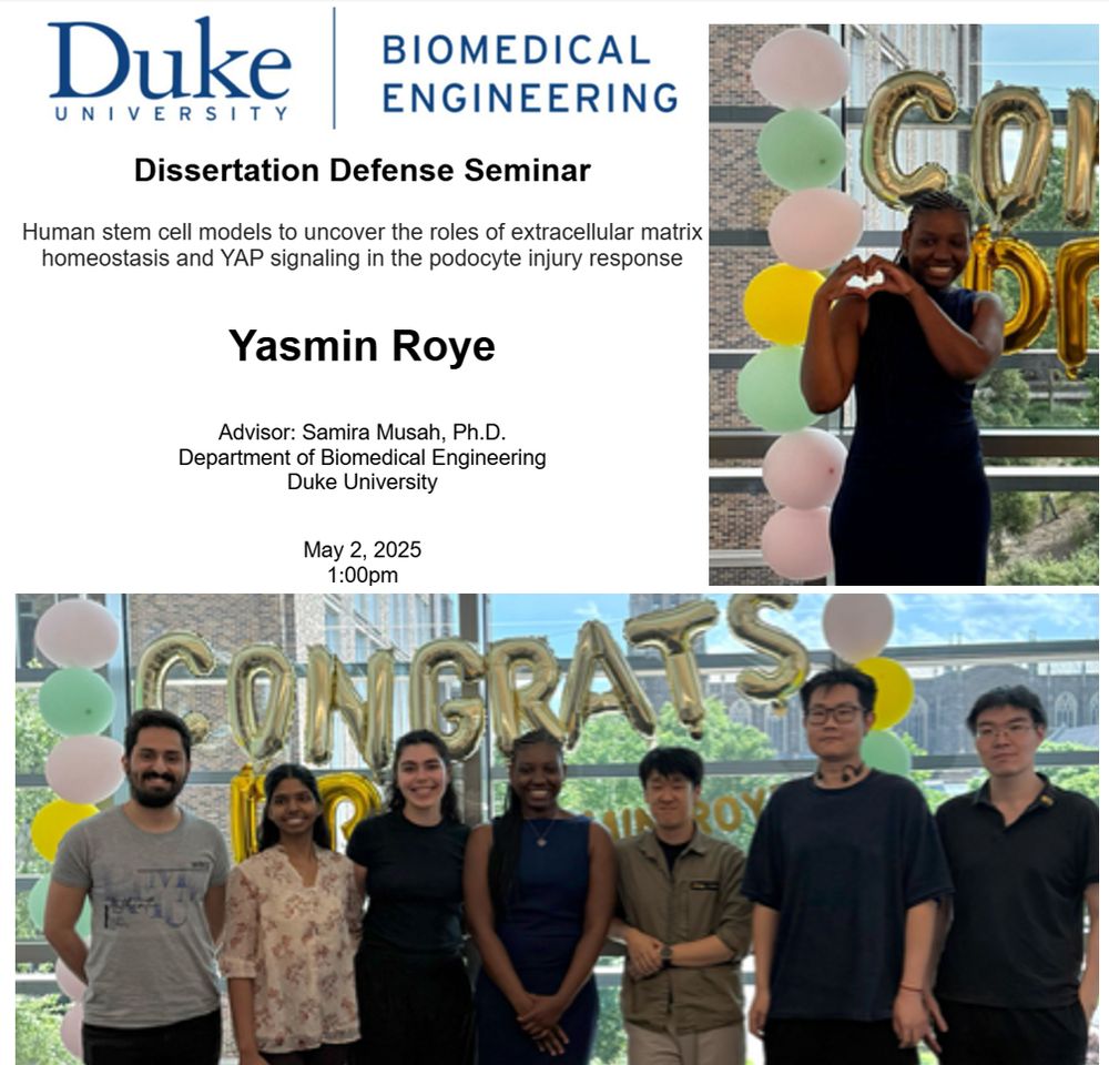 Announcing the 4th successful PhD dissertation defense from the Musah Lab at Duke University, by PhD student Yasmin Roye. Lab website: https://musahlab.pratt.duke.edu