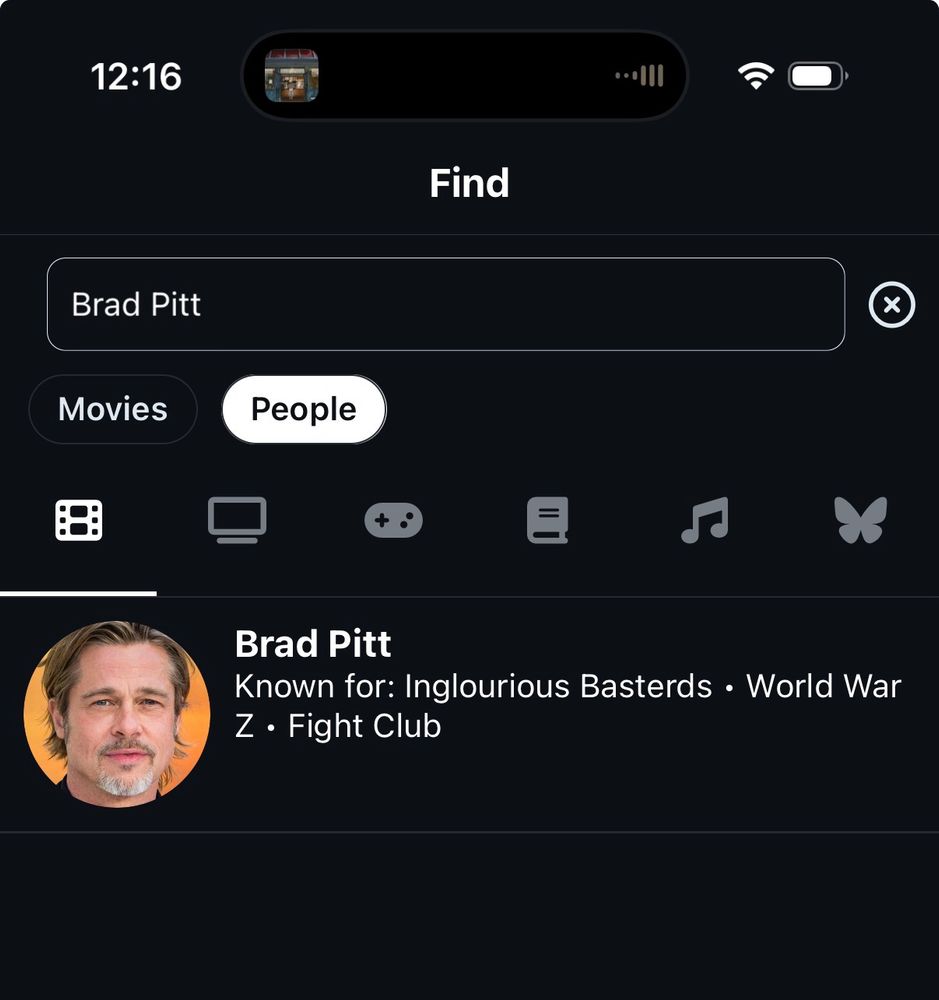 People search with Brad Pitt result