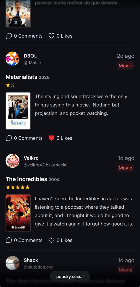 Popsky reviews page