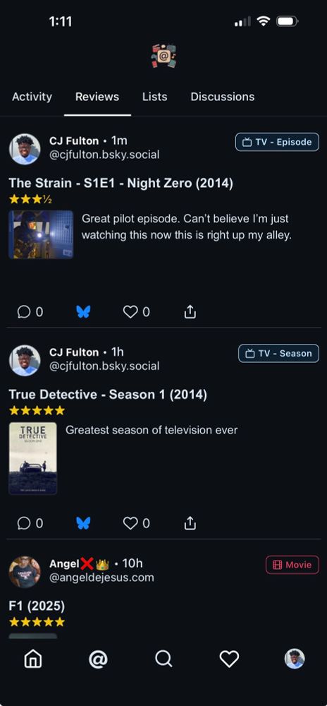 Review page with TV - Season and Episode reviews
