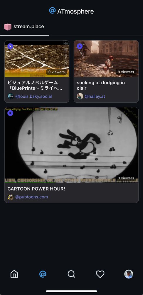 Stream.place feed on Popsky mobile
