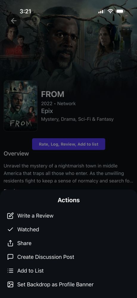 Details page with added “Set backdrop as profile Banner” button