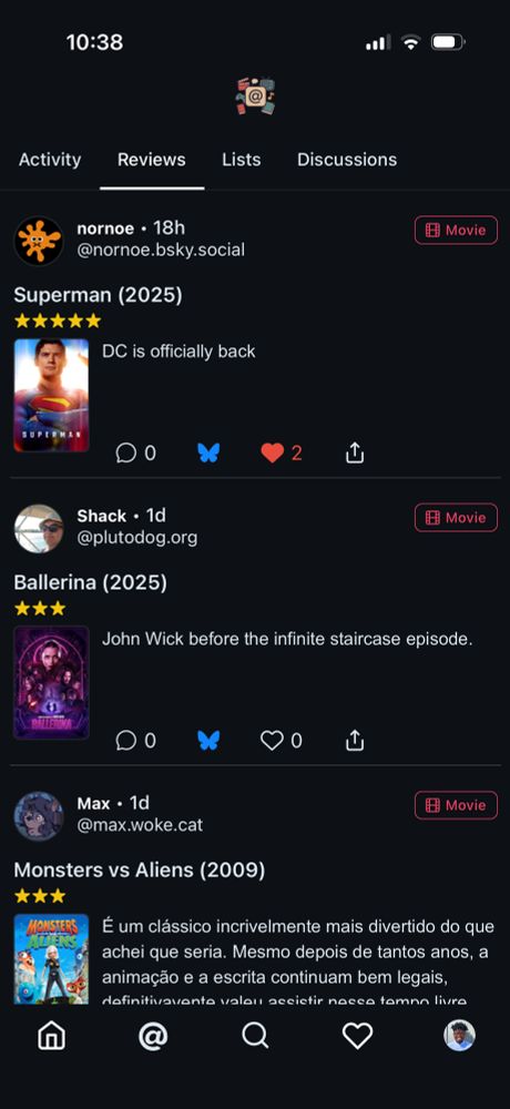 Reviews list on Popsky app with share button