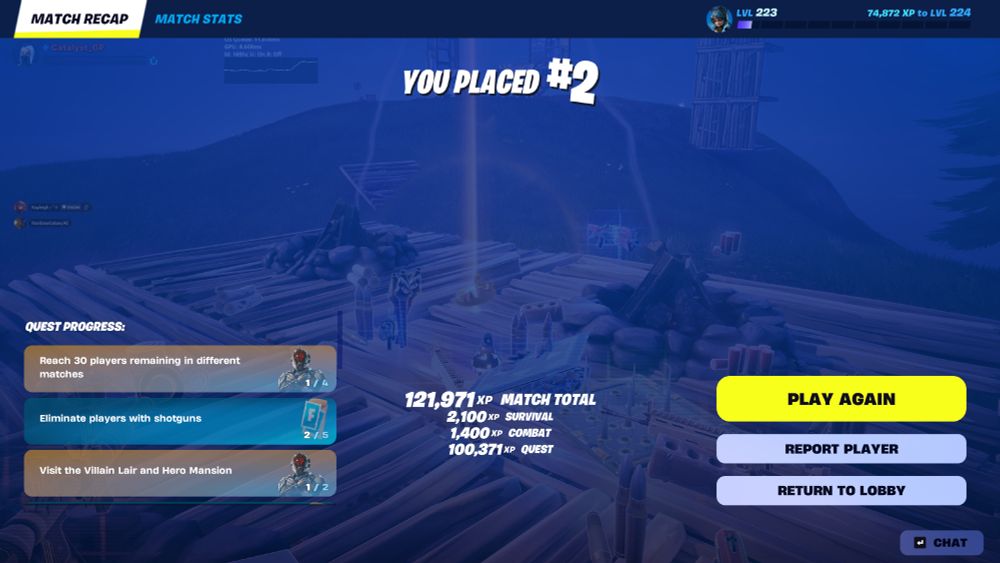 Fortnite You Placed #2 screen