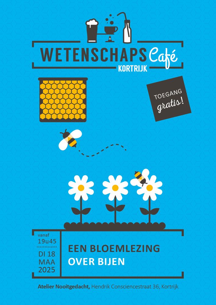 Flyer Wetenschapscafé Kortrijk over bijen