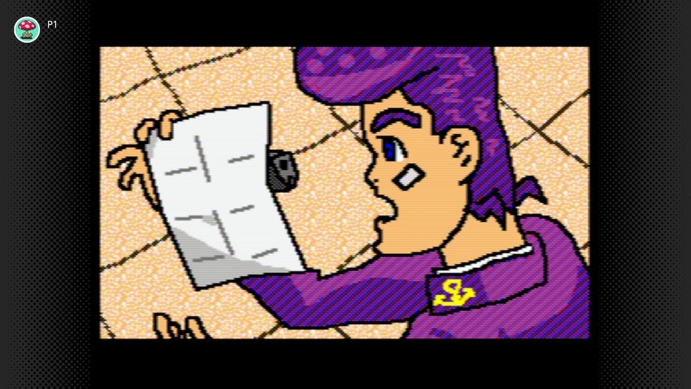Josuke with a gun pointing at him from behind a piece of paper
