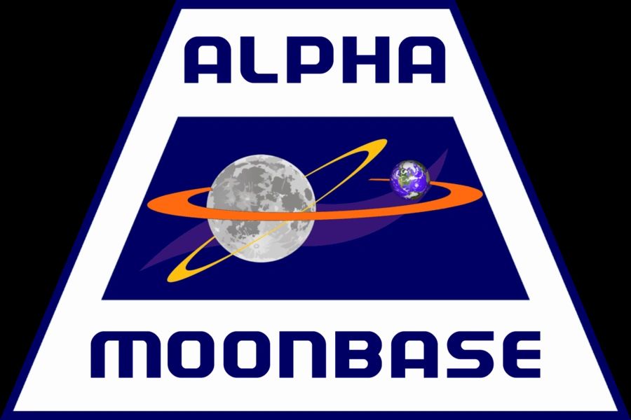 The insignia for Moonbase Alpha from season 1 of Space: 1999, a British science fiction television program that ran for two series from 1975 to 1977. The image shows the moon being orbited by earth, with the words Alpha Moonbase in all caps. The program, set in the year 1999, follows the 311 inhabitants of Moonbase Alpha, which is hurtling uncontrollably into space due to an explosion of nuclear waste stored on the Moon's far side.

