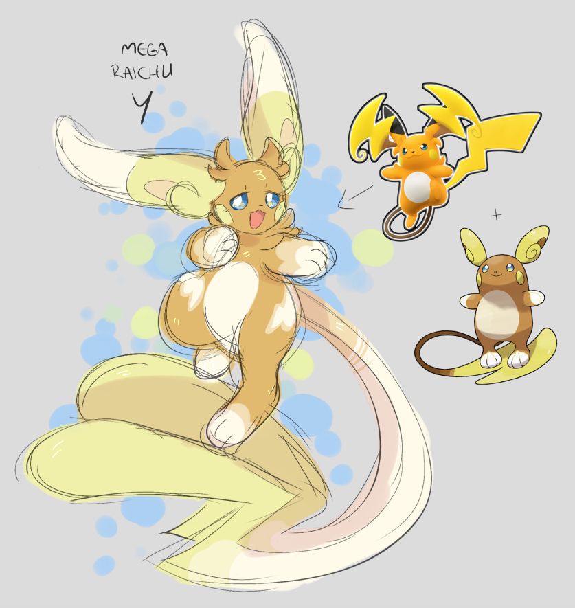 A re-interpretation of Mega Raichu Y, incorporating Alolan Raichu.