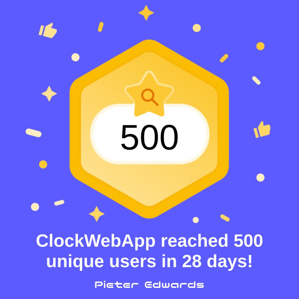 Clock Web App reached 500 unique users in 28 days!