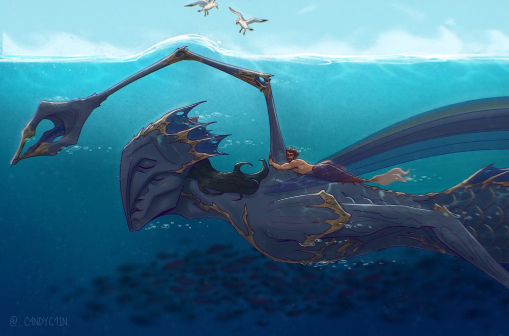 herald taking their tiny husband out for a joyride through the ocean LOL