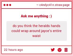strawpage ask: “do you think the heralds hands could wrap around jayce’s entire waist” 