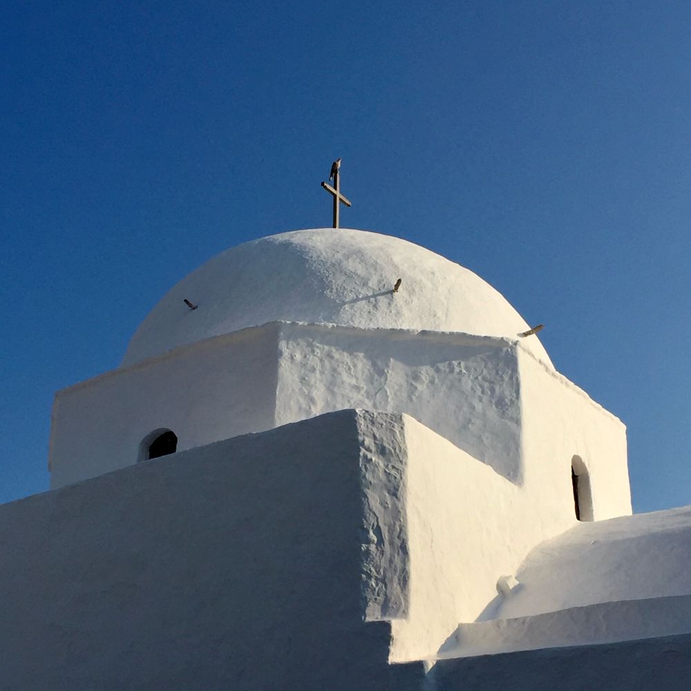 White washed Greek church dome