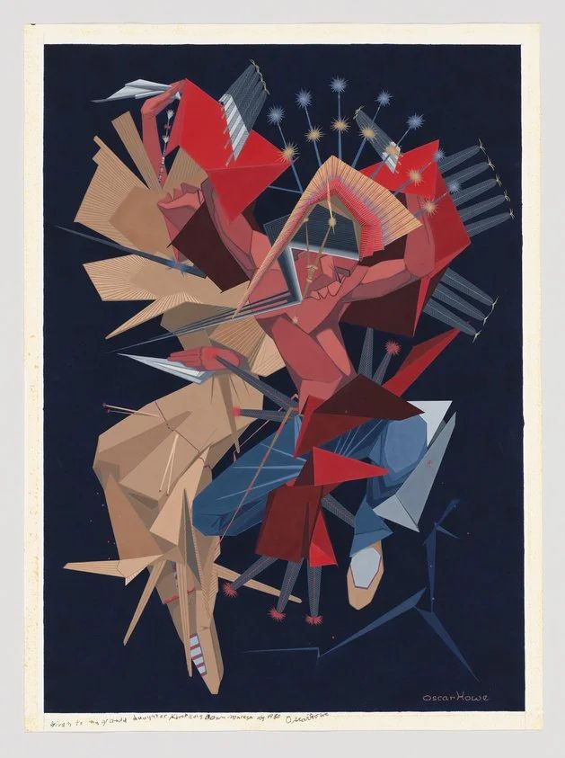 Oscar Howe’s Eagle Dance (1960). Casein and graphite pencil on paper.