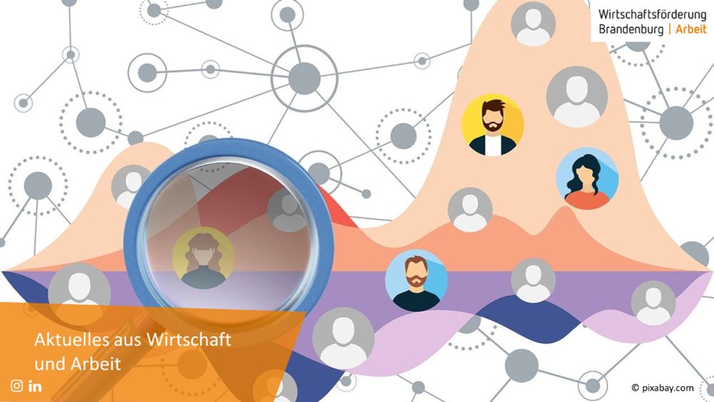 Bild: Grafik mit Fachkräften, die miteinander vernetzt sind
Bildbeschriftung: Aktuelles aus Wirtschaft und Arbeit