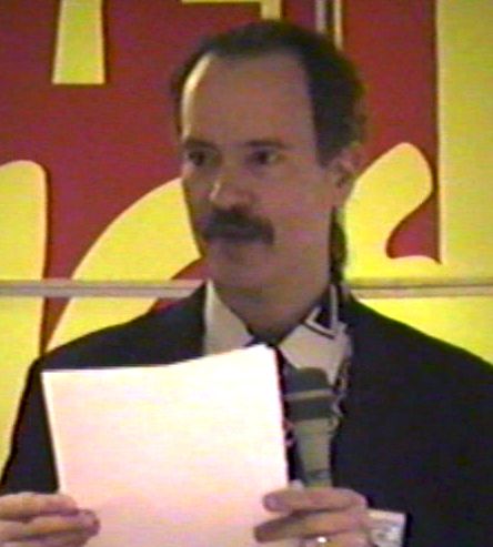 A photograph of Mark Gruenwald, late editor and writer of Marvel Comics.