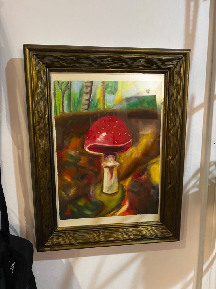 Woodland mushroom in oil pastel 