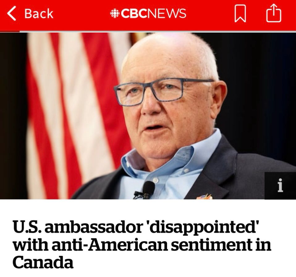 Image of US Ambassador whining about how Canada is hurting his feelings. 